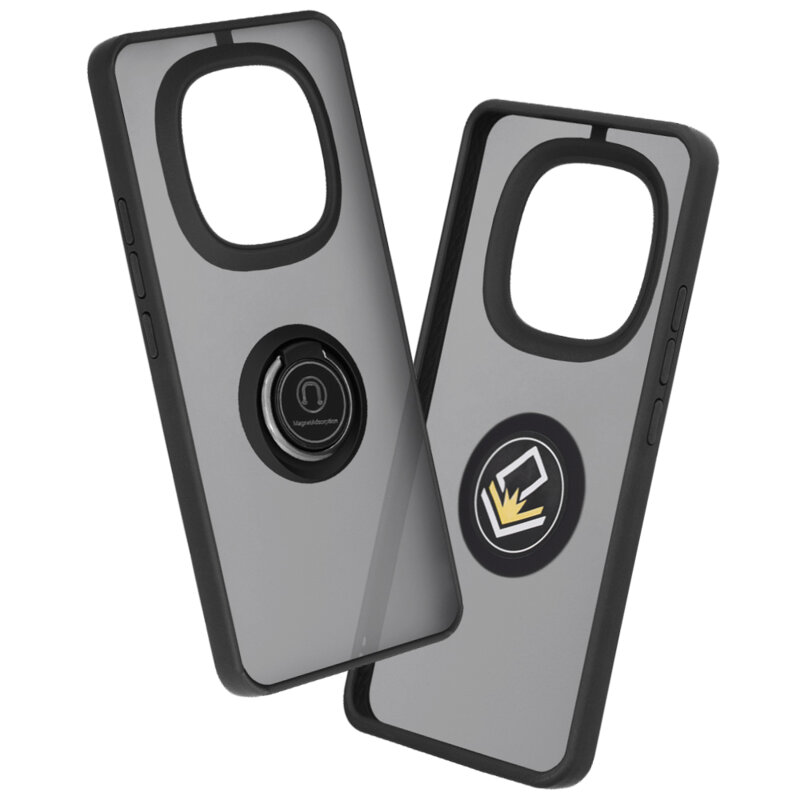 Husa Xiaomi Poco M8 5G Techsuit Glinth cu inel suport stand magnetic, negru
