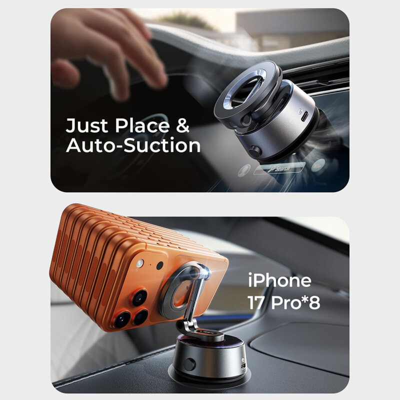 Suport telefon auto magnetic, electric Lisen, 130mAh, gri, A690