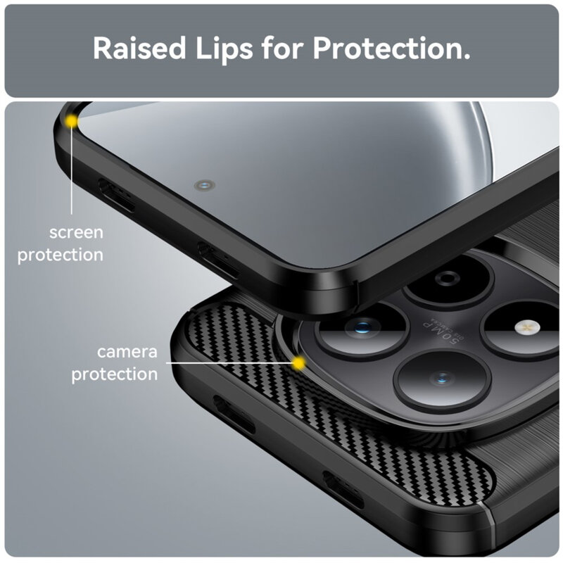 Husa Xiaomi Redmi Note 15 Pro+ 5G Techsuit Carbon Silicone, negru