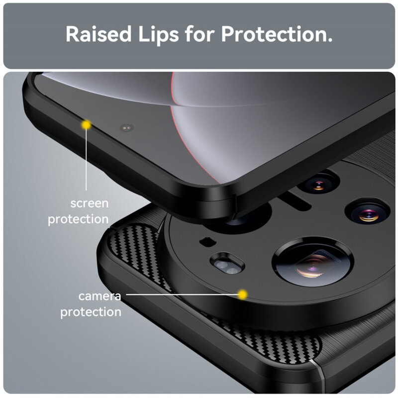 Husa Xiaomi 17 Ultra Techsuit Carbon Silicone, negru