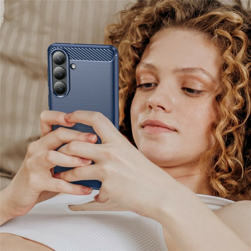 Husa Samsung Galaxy S26 Plus Techsuit Carbon Silicone, albastru