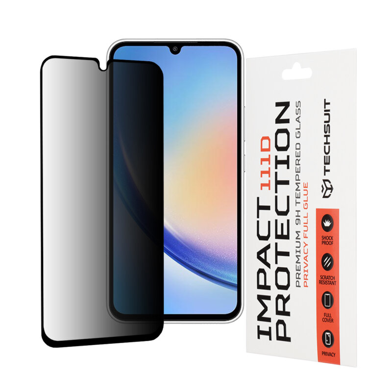 Folie sticla Samsung Galaxy A34 5G Techsuit 111D Privacy Full Glue, negru