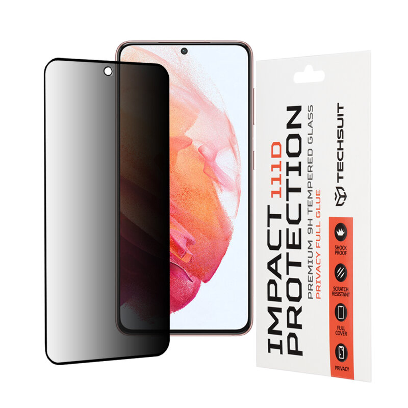 Folie sticla Samsung Galaxy S21 5G Techsuit 111D Privacy Full Glue, negru