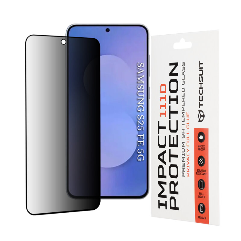 Folie sticla Samsung Galaxy S25 FE Techsuit 111D Privacy Full Glue, negru