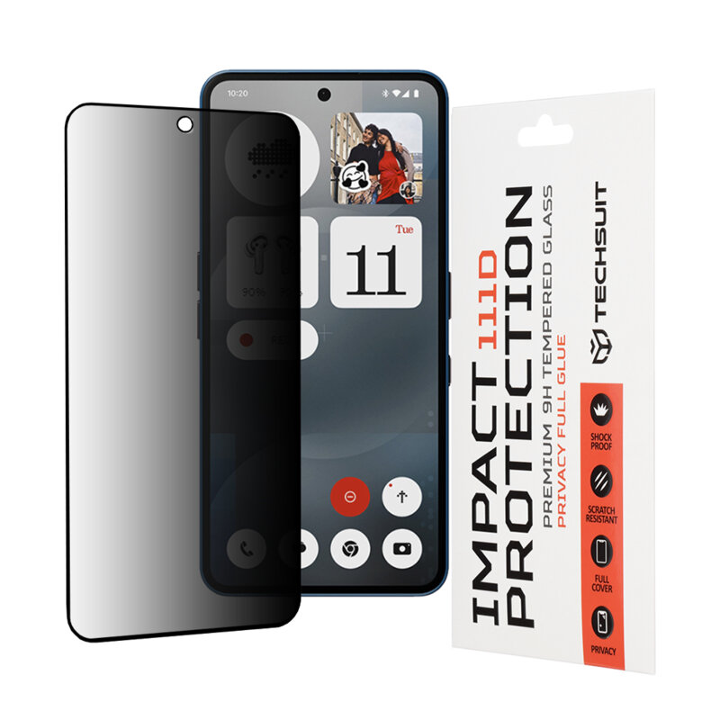 Folie sticla Nothing Phone (3a) Techsuit 111D Privacy Full Glue, negru