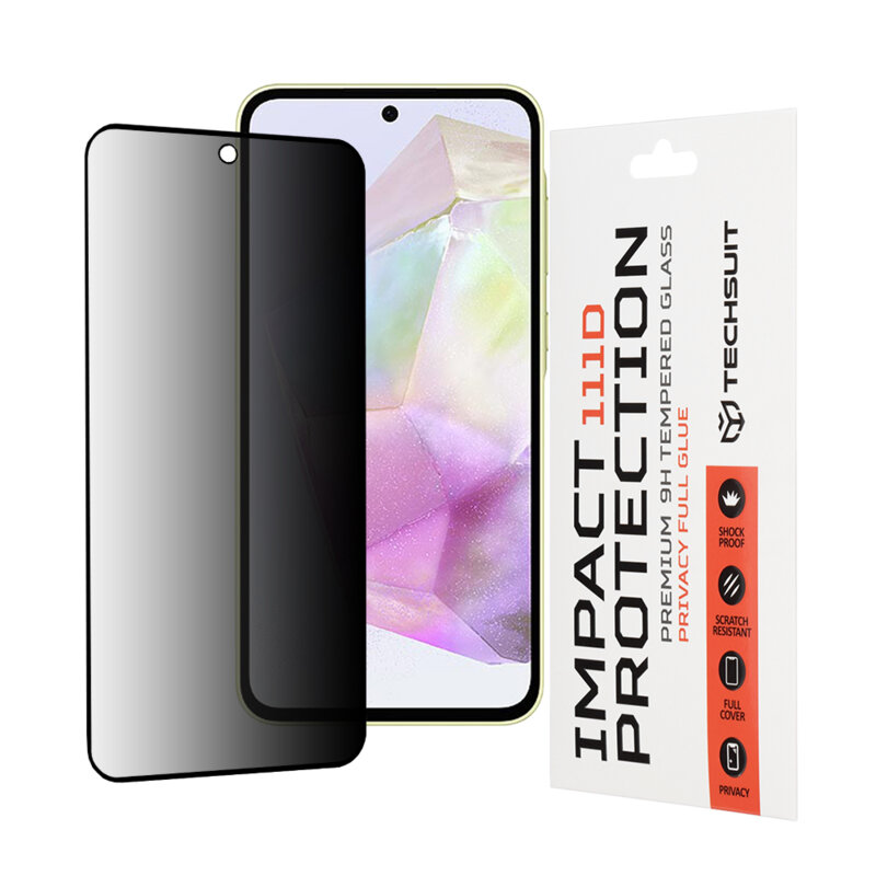 Folie sticla Samsung Galaxy A35 5G Techsuit 111D Privacy Full Glue, negru