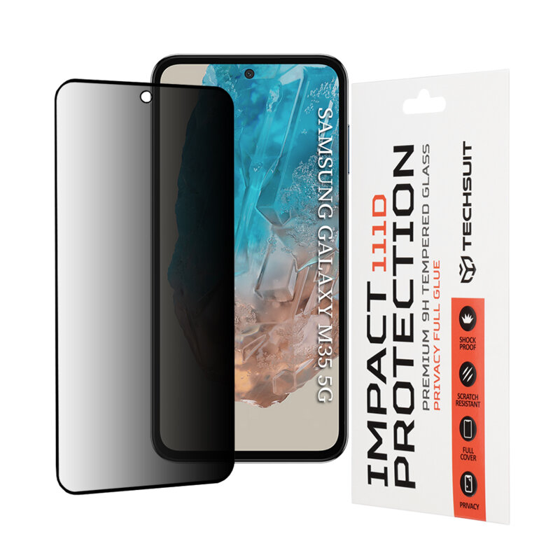 Folie sticla Samsung Galaxy M35 Techsuit 111D Privacy Full Glue, negru