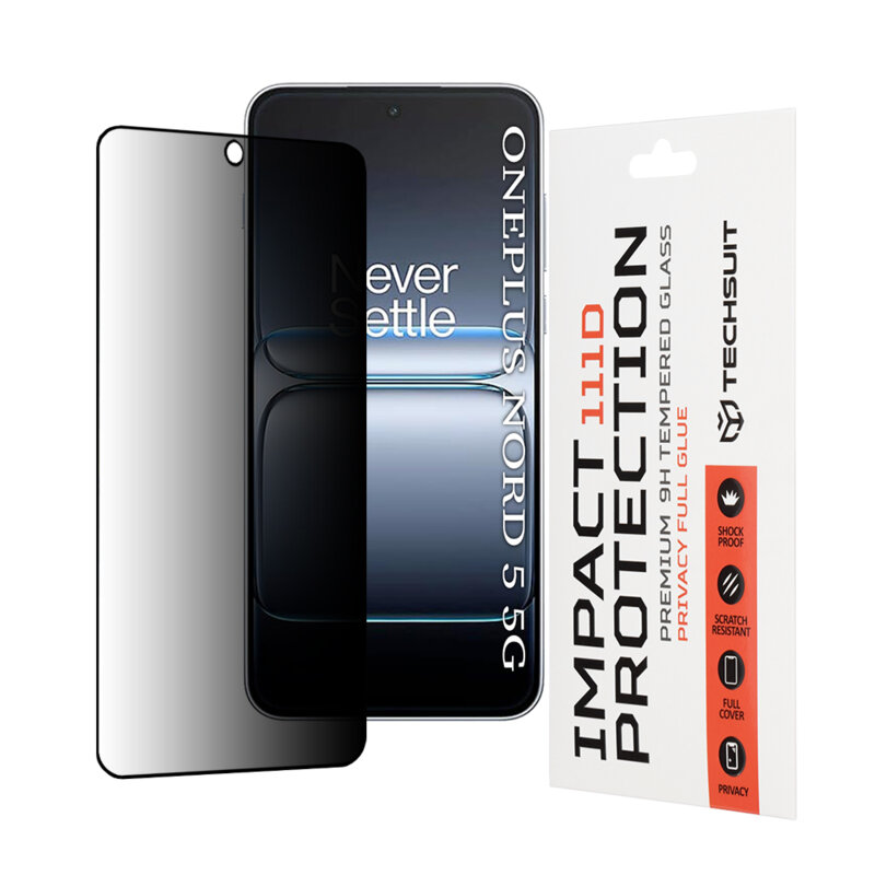 Folie sticla OnePlus Nord 5 Techsuit 111D Privacy Full Glue, negru