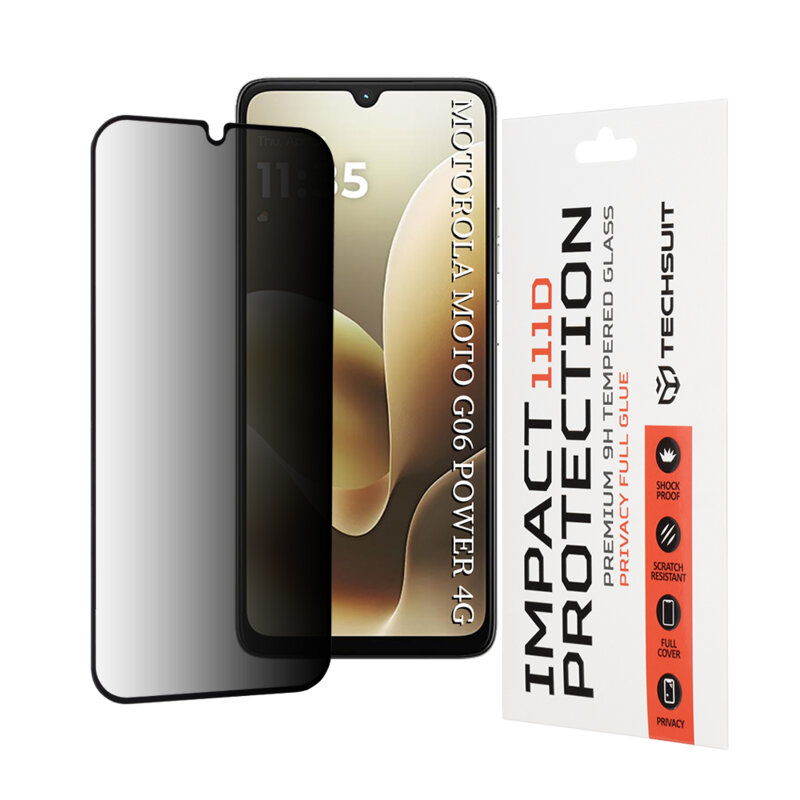 Folie sticla Motorola Moto G06 Power Techsuit 111D Privacy Full Glue, negru