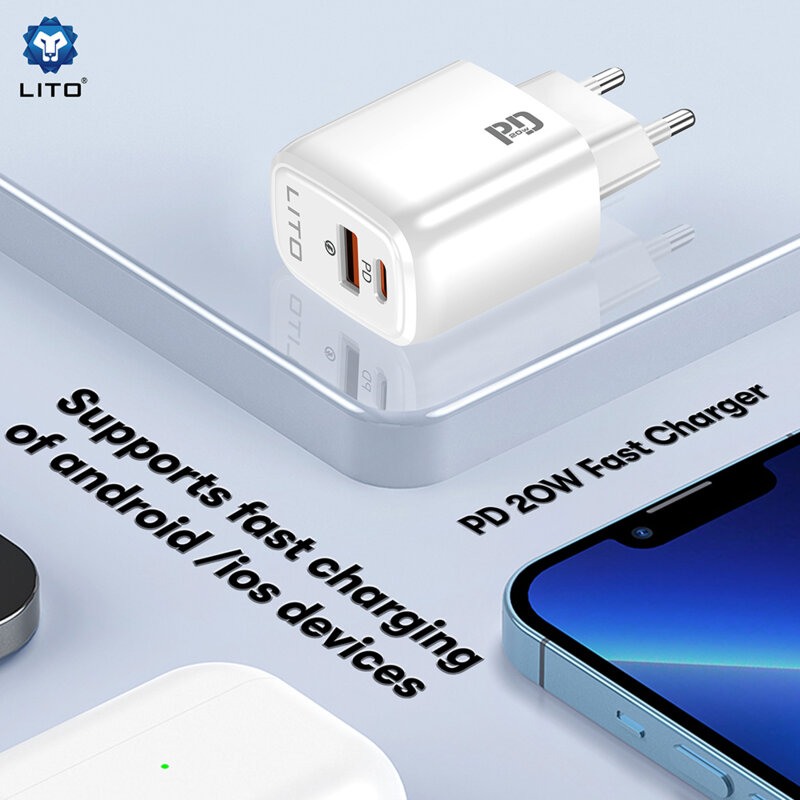 Incarcator priza Type-C, USB, PD20W, 3A Lito, alb, LC28