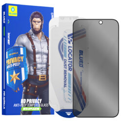 Folie iPhone 16 Pro cu aplicator Blueo Anti-Peep Privacy Glass, negru