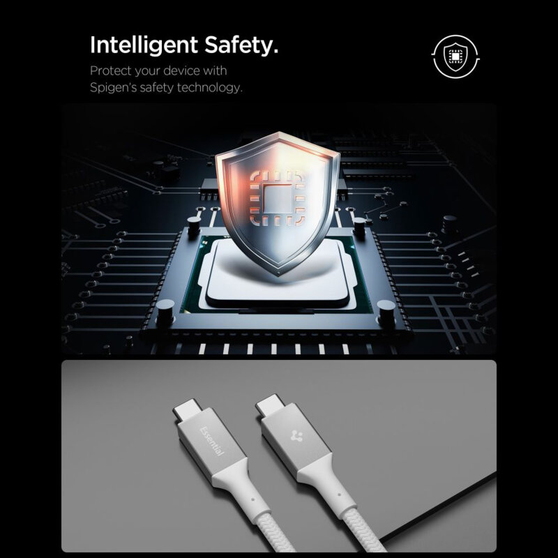 Cablu Type-C Spigen, 240W, 40Gbps, 8K, 1.5m, alb, EB24015CC