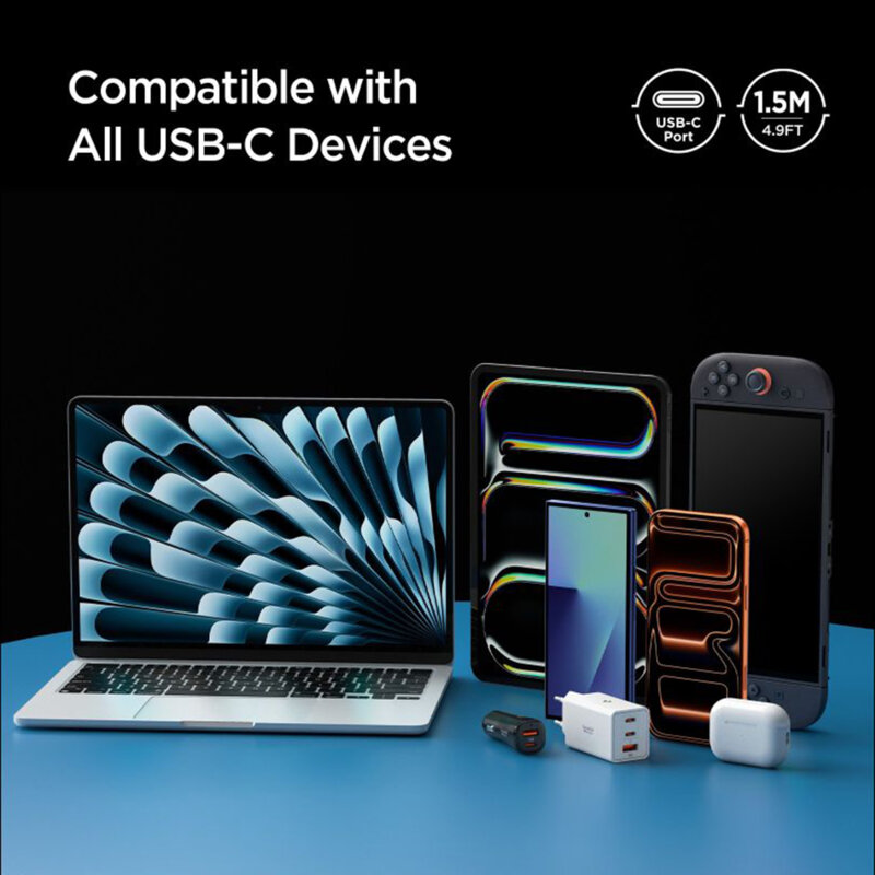 Cablu Type-C Spigen, 240W, 40Gbps, 8K, 1.5m, alb, EB24015CC