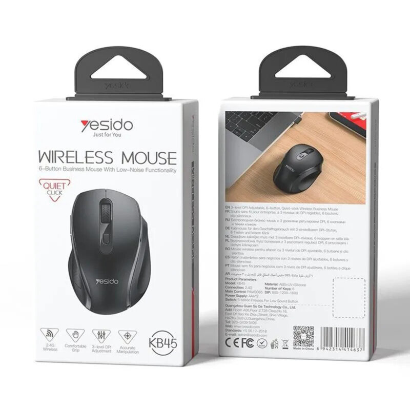 Mouse wireless pentru laptop, PC Yesido KB45, negru
