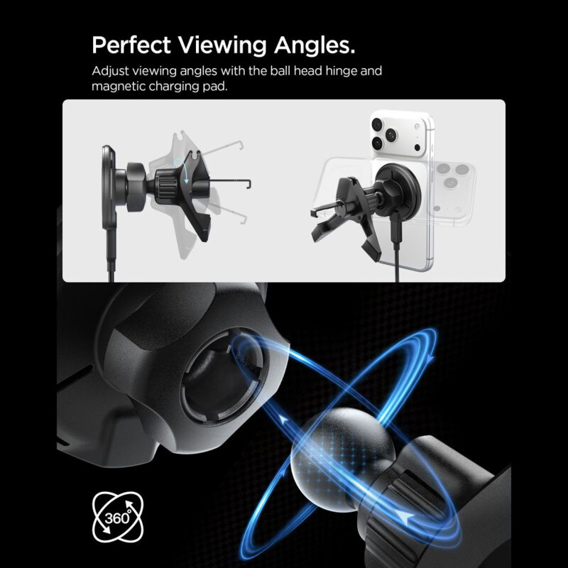 Suport auto cu incarcare wireless Qi2 Spigen, 15W, EV15MAQ