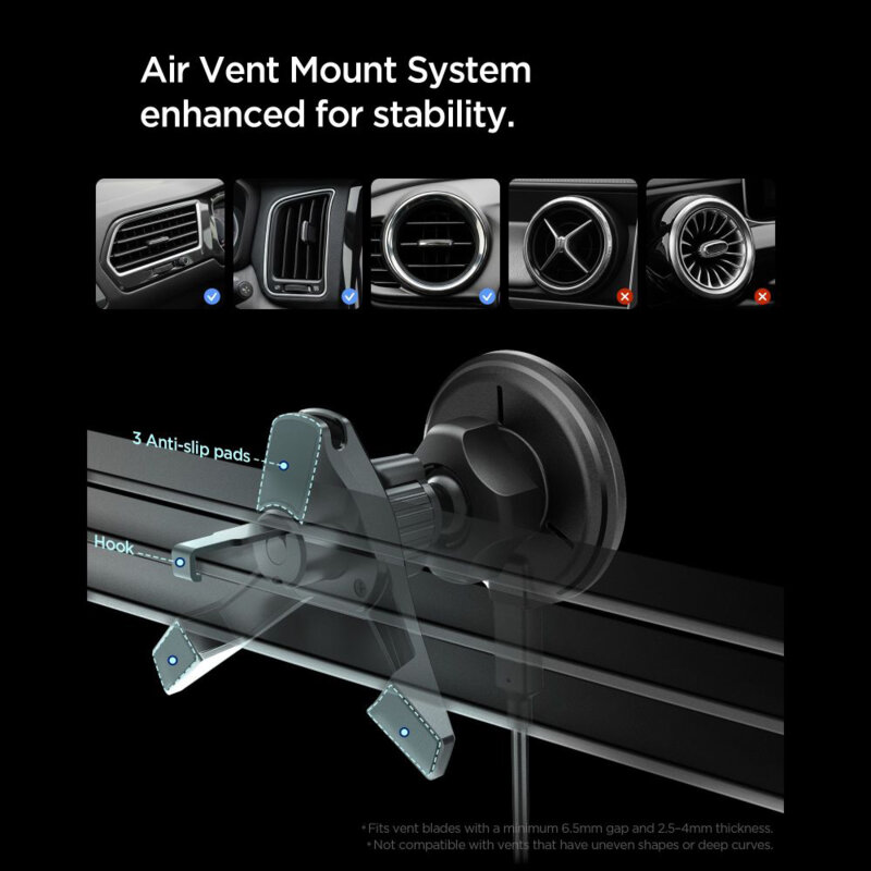 Suport auto cu incarcare wireless Qi2 Spigen, 15W, EV15MAQ