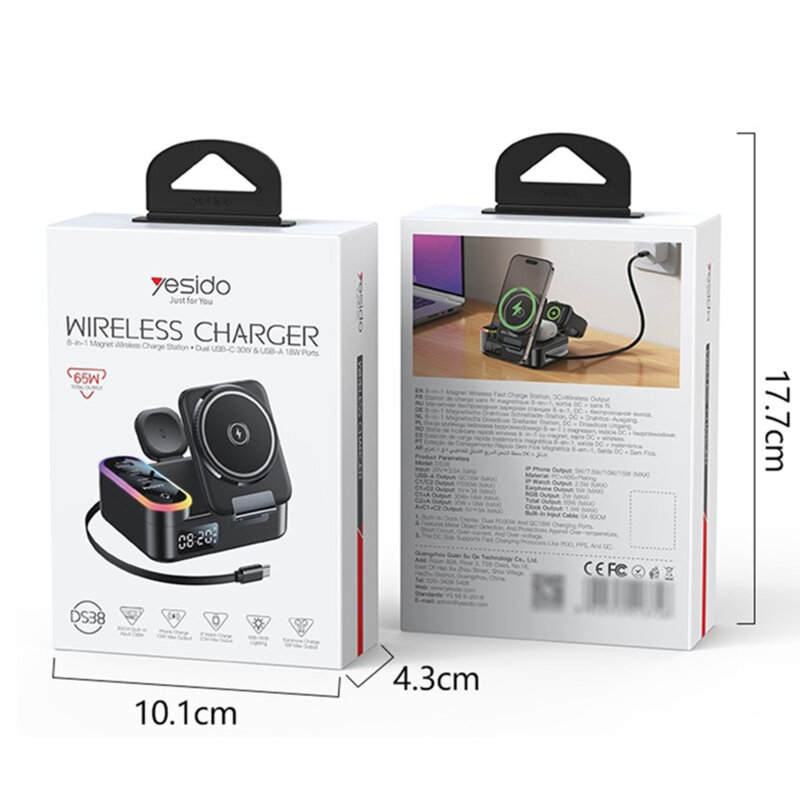 Statie de incarcare wireless MagSafe Yesido DS38, 65W, negru