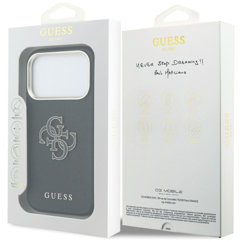 Husa originala Guess iPhone 17 Pro Hardcase Resin Logo, negru, GUHCP17L5PS4RGGK