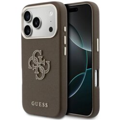 Husa originala Guess iPhone 17 Pro Max Hardcase Resin Logo, maro, GUHCP17X5PS4RGGW