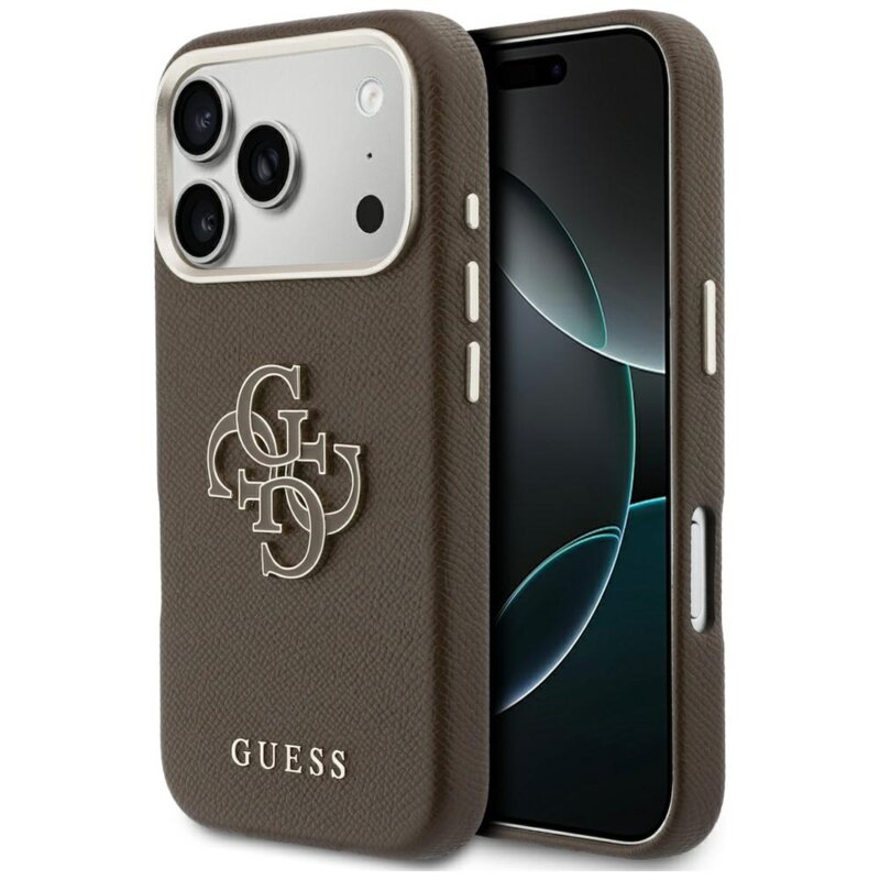 Husa originala Guess iPhone 17 Pro Max Hardcase Resin Logo, maro, GUHCP17X5PS4RGGW