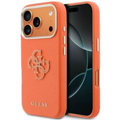 Husa originala Guess iPhone 17 Pro Max Hardcase Resin Logo, portocaliu, GUHCP17X5PS4RGGO