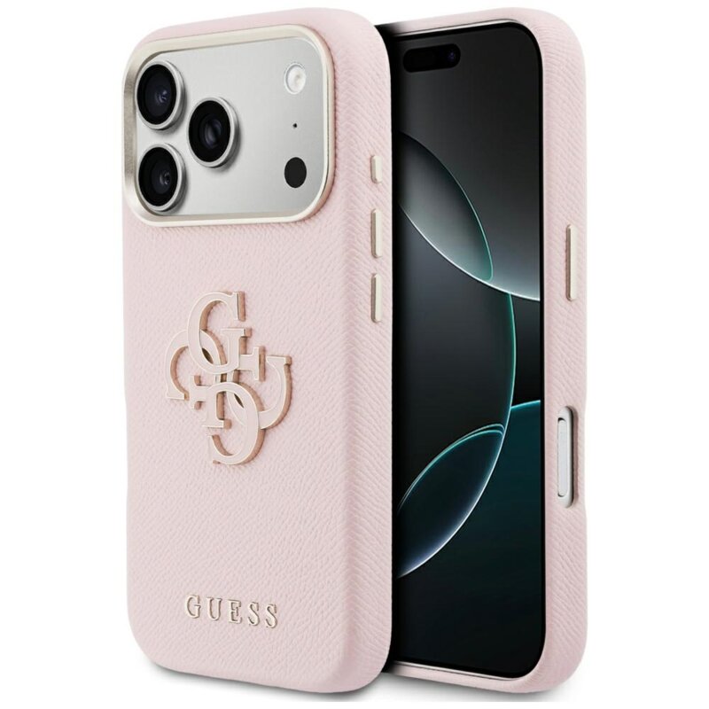 Husa originala Guess iPhone 17 Pro Hardcase Resin Logo, roz, GUHCP17L5PS4RGGP