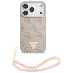 Husa originala Guess iPhone 17 Pro Hardcase 4G with Strap Triangle Logo MagSafe, roz, GUHMP17LP4TSDPPSP