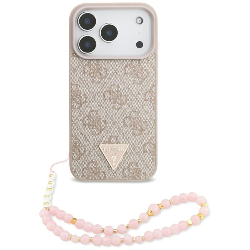 Husa originala Guess iPhone 17 Pro Hardcase 4G with Strap Triangle Logo MagSafe, roz, GUHMP17LP4TSDPPSP
