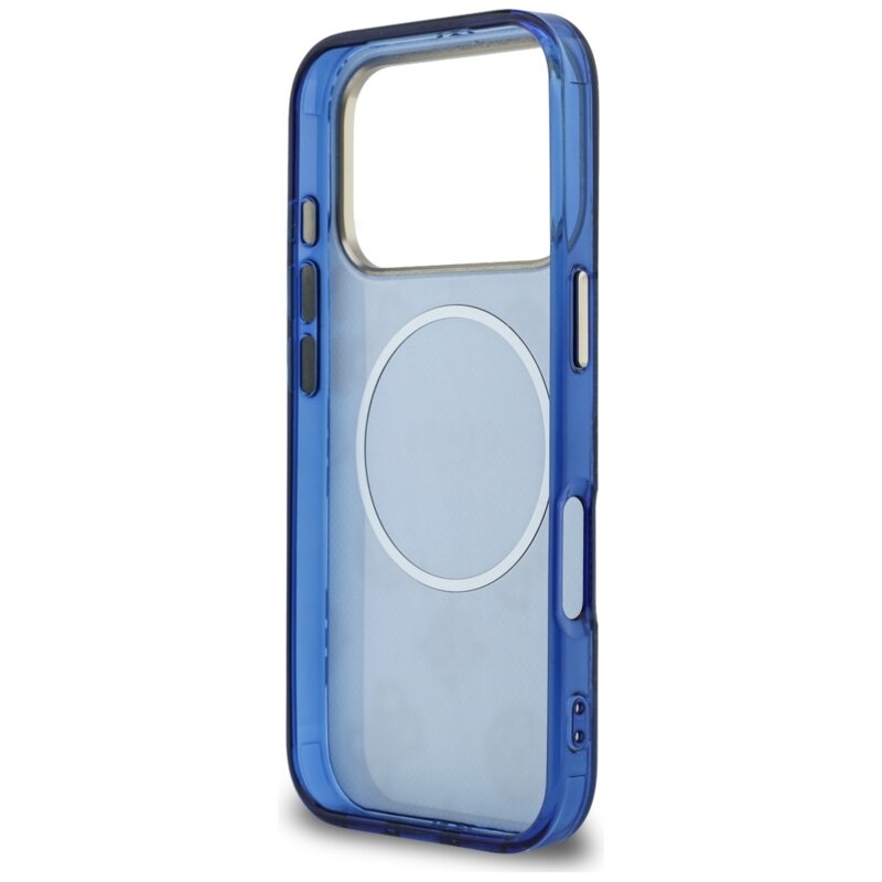 Husa iPhone 17 Pro originala Guess IML Peony Dot MagSafe, albastru, GUHMP17L5HPOEDB