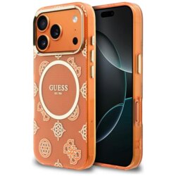 Husa iPhone 17 Pro Max originala Guess IML Peony Dot MagSafe, portocaliu, GUHMP17X5HPOEDO