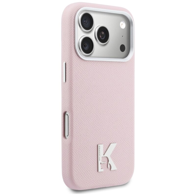 Husa iPhone 17 Pro Max Karl Lagerfeld Hardcase Leather Khead Logo MagSafe, roz, KLHMP17X5PGFKHGP