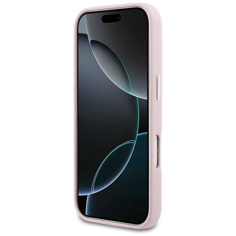 Husa iPhone 17 Pro Max Karl Lagerfeld Hardcase Leather Khead Logo MagSafe, roz, KLHMP17X5PGFKHGP