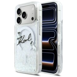 Husa Karl Lagerfeld iPhone 17 Pro Glitter Karl Script Logo MagSafe, transparent, KLHMP17L6LKSCAMT