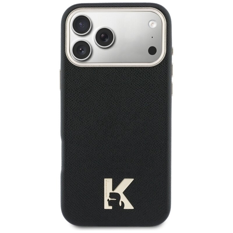 Husa iPhone 17 Pro Max Karl Lagerfeld Hardcase Leather Khead Logo MagSafe, negru, KLHMP17X5PGFKHGK