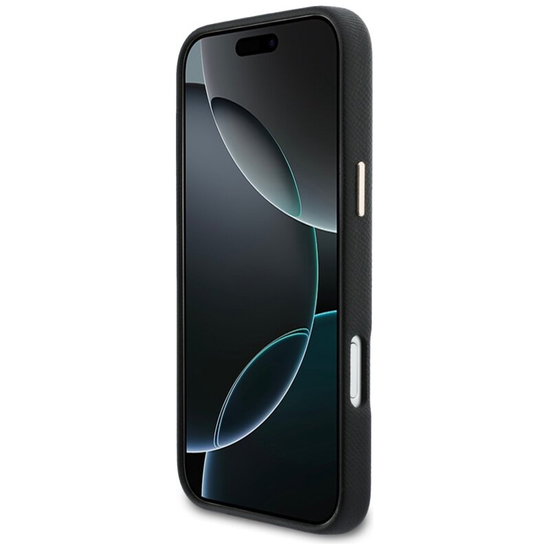 Husa iPhone 17 Pro Max Karl Lagerfeld Hardcase Leather Khead Logo MagSafe, negru, KLHMP17X5PGFKHGK