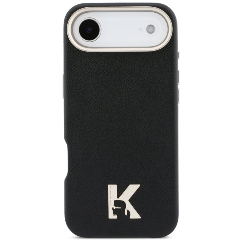 Husa iPhone 17 Air Karl Lagerfeld Hardcase Leather Khead Logo MgSafe, negru, KLHMP17M5PGFKHGK