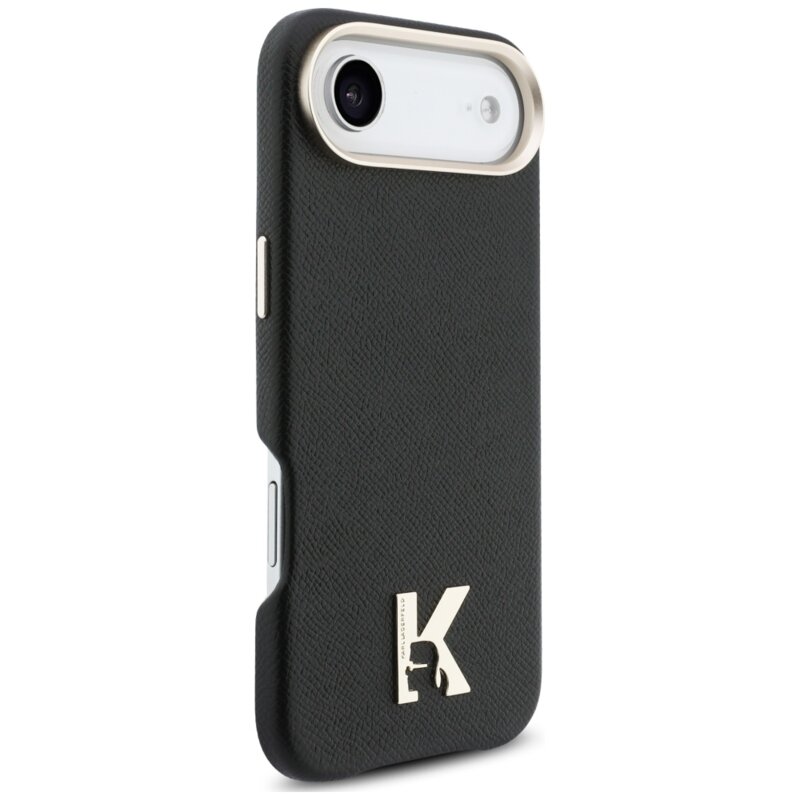 Husa iPhone 17 Air Karl Lagerfeld Hardcase Leather Khead Logo MgSafe, negru, KLHMP17M5PGFKHGK