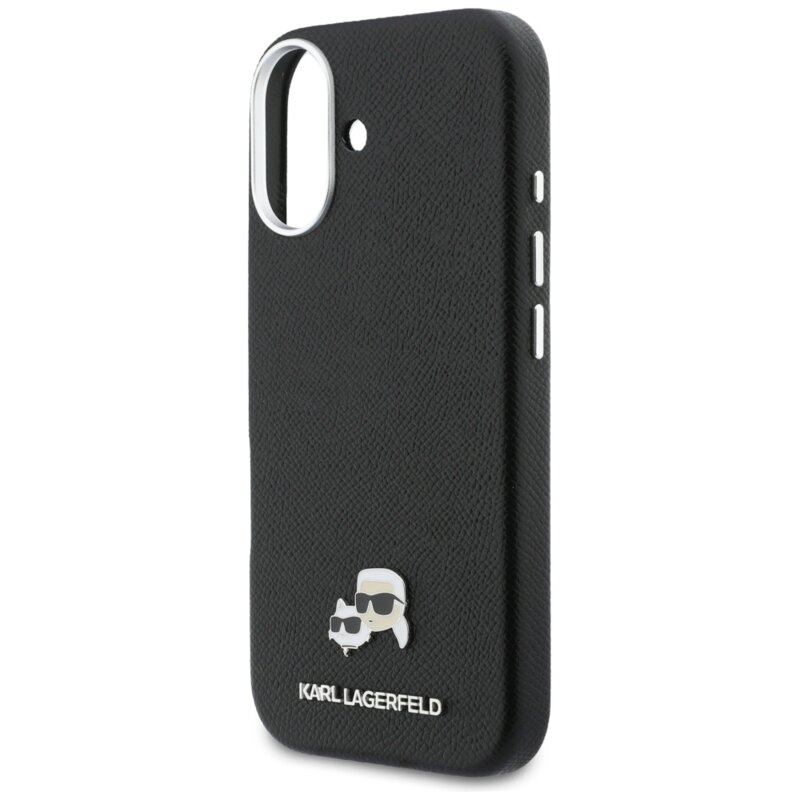 Husa iPhone 17 Karl Lagerfeld Hardcase Leather K&C Head Pin MagSafe, negru, KLHMP17S6PFKCLK