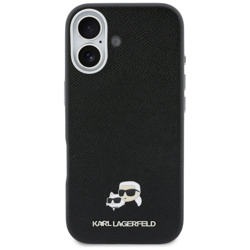 Husa iPhone 17 Karl Lagerfeld Hardcase Leather K&C Head Pin MagSafe, negru, KLHMP17S6PFKCLK