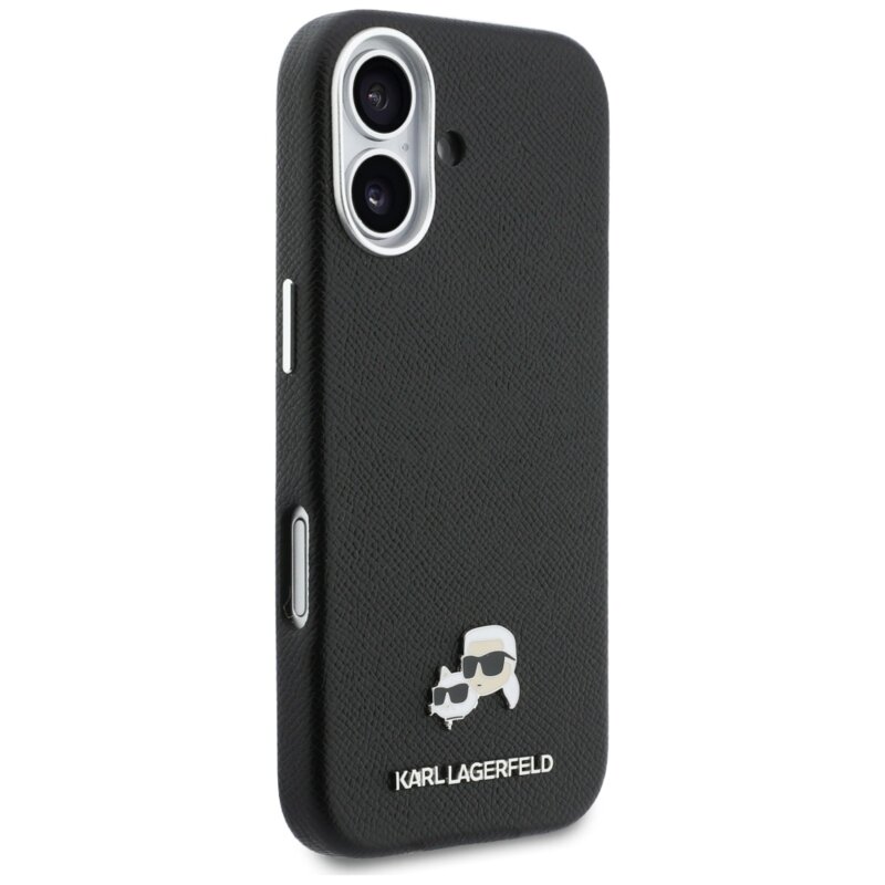 Husa iPhone 17 Karl Lagerfeld Hardcase Leather K&C Head Pin MagSafe, negru, KLHMP17S6PFKCLK