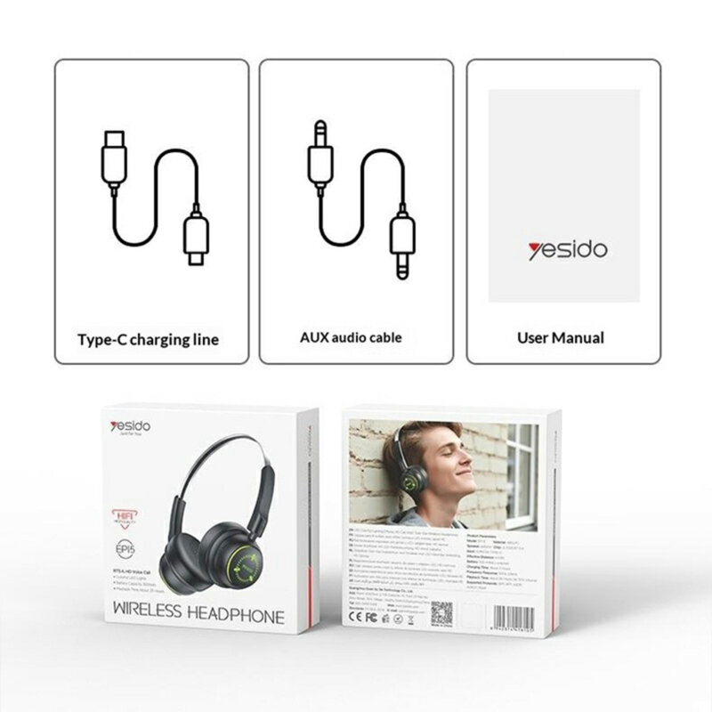 Casti pentru copii over-ear Bluetooth Yesido EP15, 300mAh, negru
