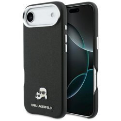 Husa iPhone 17 Air Karl Lagerfeld Hardcase Leather K&C Head Pin MagSafe, negru, KLHMP17M6PFKCLK