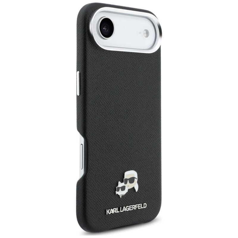 Husa iPhone 17 Air Karl Lagerfeld Hardcase Leather K&C Head Pin MagSafe, negru, KLHMP17M6PFKCLK
