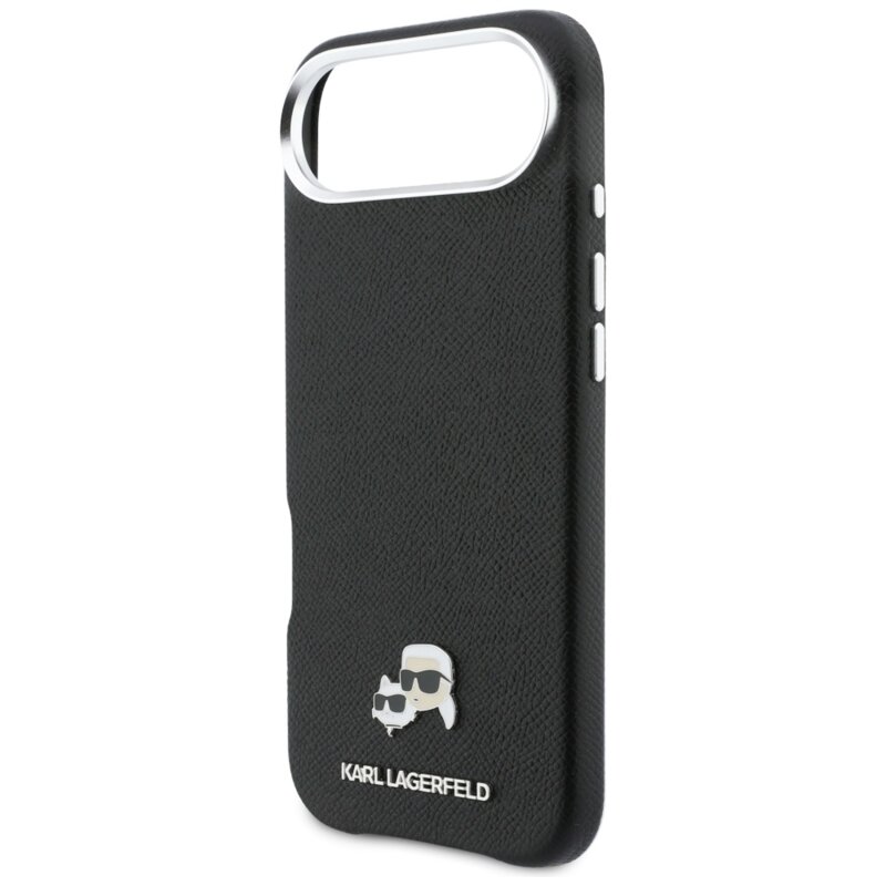 Husa iPhone 17 Air Karl Lagerfeld Hardcase Leather K&C Head Pin MagSafe, negru, KLHMP17M6PFKCLK