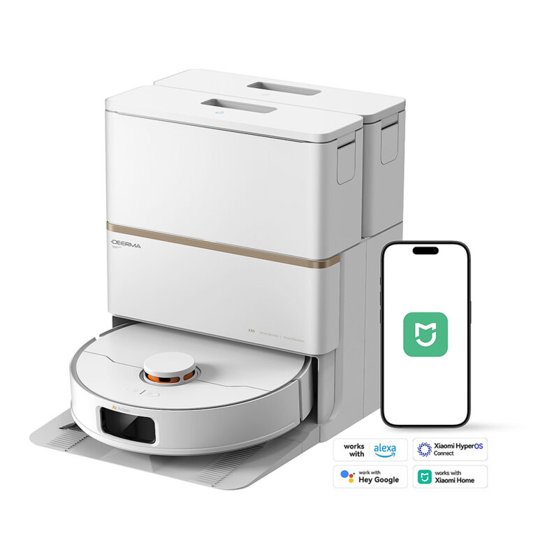 Aspirator robot cu mop, statie Deerma X80, 15000Pa, 5200mAh, 50W