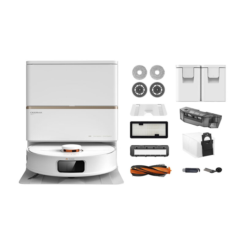 Aspirator robot cu mop, statie Deerma X80, 15000Pa, 5200mAh, 50W