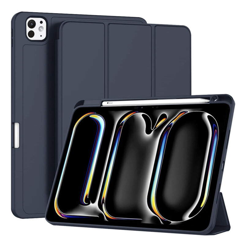 Husa iPad Pro 11 (2024) Techsuit Flex Trifold Pen, bleumarin