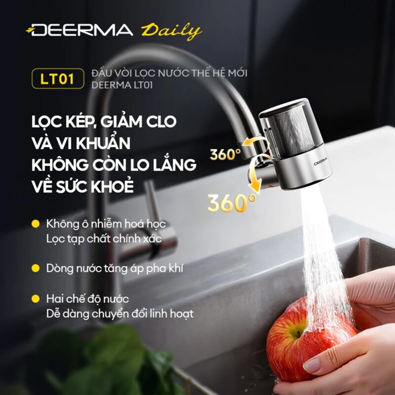 Filtru de apa potabila atasabil la robinet Deerma LT01, 2 moduri