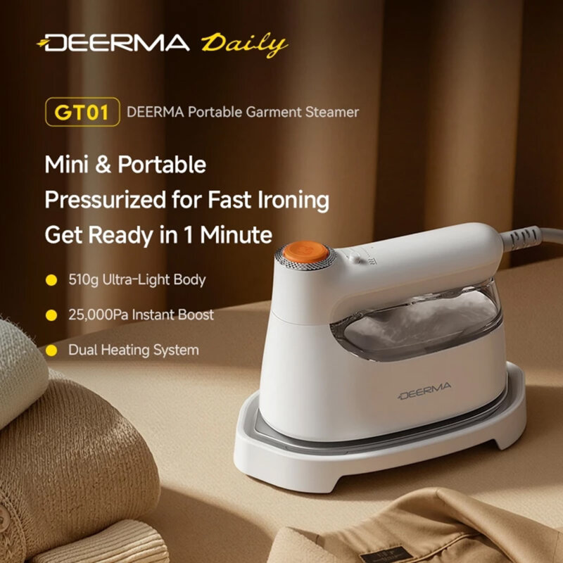 Fier de calcat cu aburi, steamer portabil Deerma GT01, 25000Pa