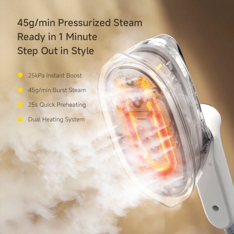 Fier de calcat cu aburi, steamer portabil Deerma GT01, 25000Pa